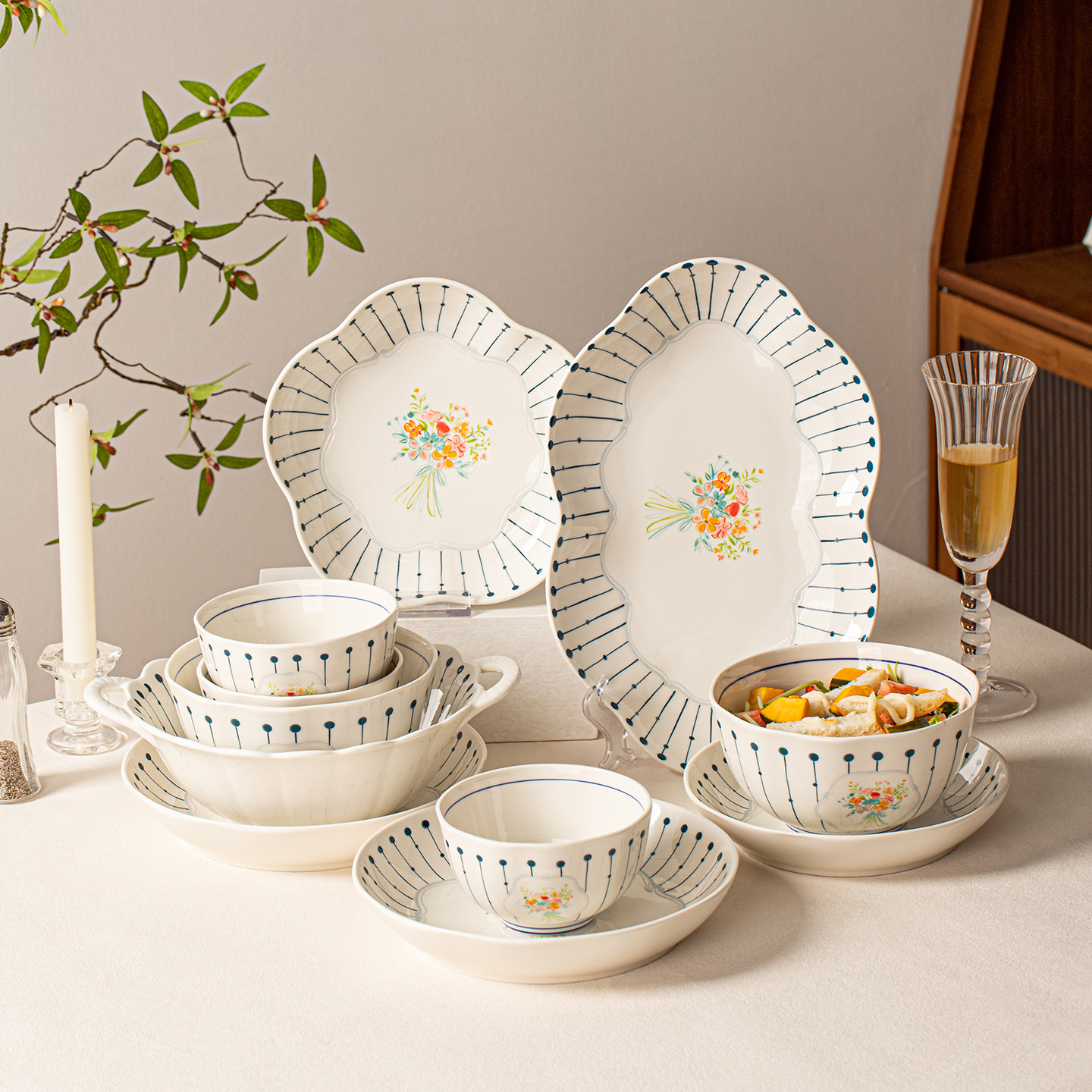 Conjunto de cubiertos retro japonés, nuevos platos de cerámica de alta calidad, platos y platos, regalos de mudanza de casa