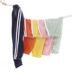 Children's Lantern Pants Summer Thin Model for Middle and Small Children with Gathered Hem Mosquito-Proof Pants for Boys and Girls Candy Color Sports Home Pants Wholesale