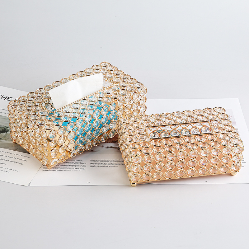 欧式水晶纸巾盒家用创意车载抽纸盒桌面餐巾收纳盒工艺品摆件厂家