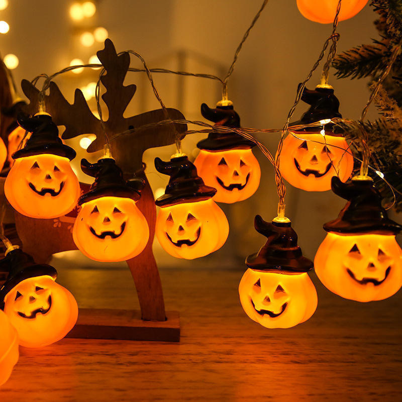 Luces LED transfronterizas, luces de cadena para Halloween, luces solares con forma de calabaza, luces decorativas para días festivos, luces de ambiente festivo para exteriores, luces coloridas