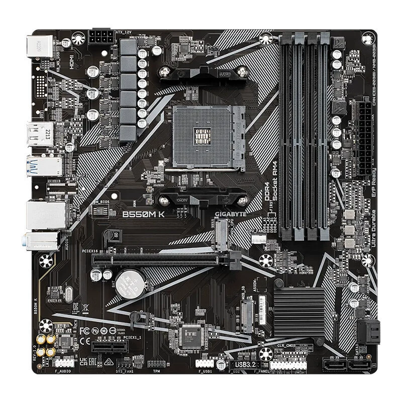 Материнская плата (GIGABYTE) B550M-K, AM4 micro-ATX, совместима с AMD Ryzen 5600G/5700G