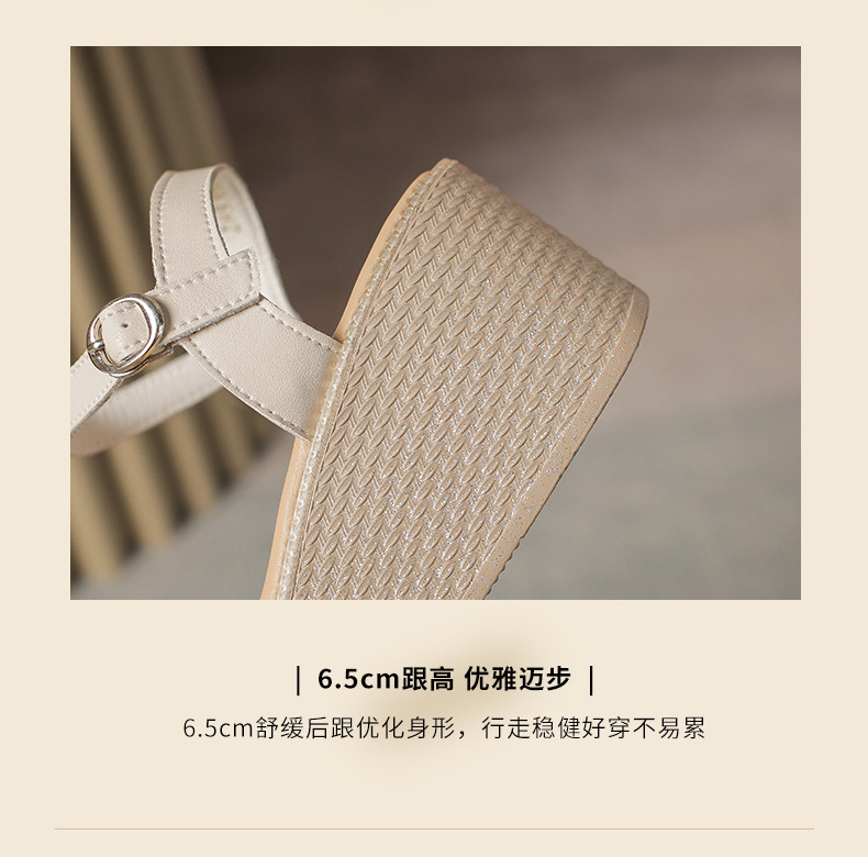 Sandal cao gót nữ đính đá phong cách cổ tích, gót xuồng 6.5 cm — M596 màu sâm panh chi tiết 11