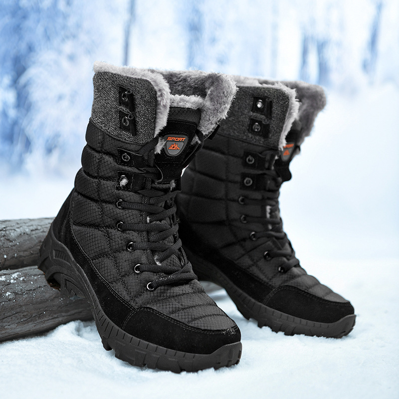 2024 Invierno nuevas botas de nieve forradas de lana de los Hombres Calientes de moda zapatos de los hombres de alta superior montañismo al aire libre engrosada de los hombres de algodón acolchado zapatos