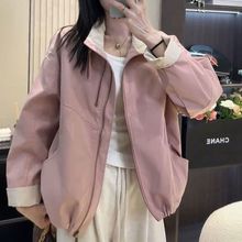 韩版双拉链立领风衣外套女2025春秋季新款宽松休闲百搭短款上衣女