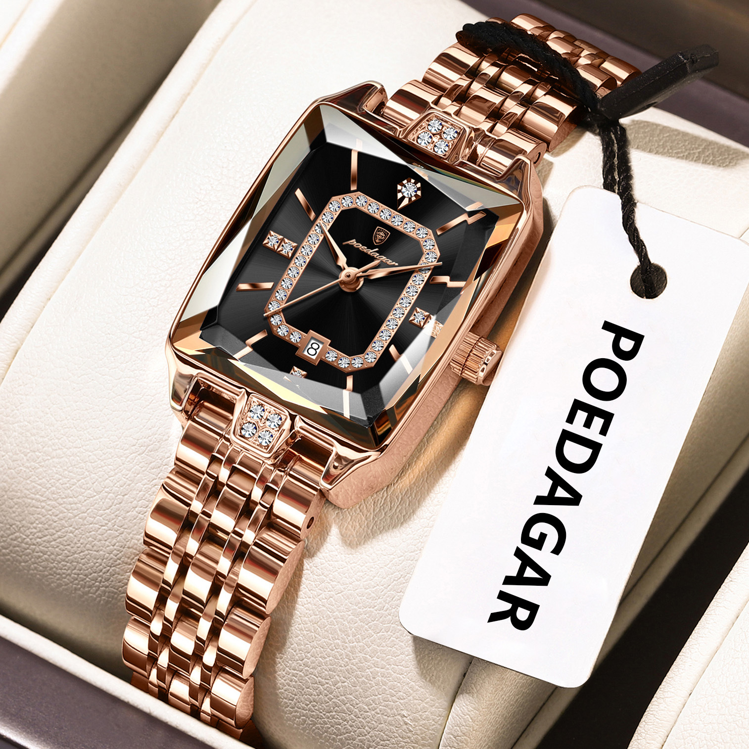 EU-785 rose gold black-faced steel belt (EU standard)