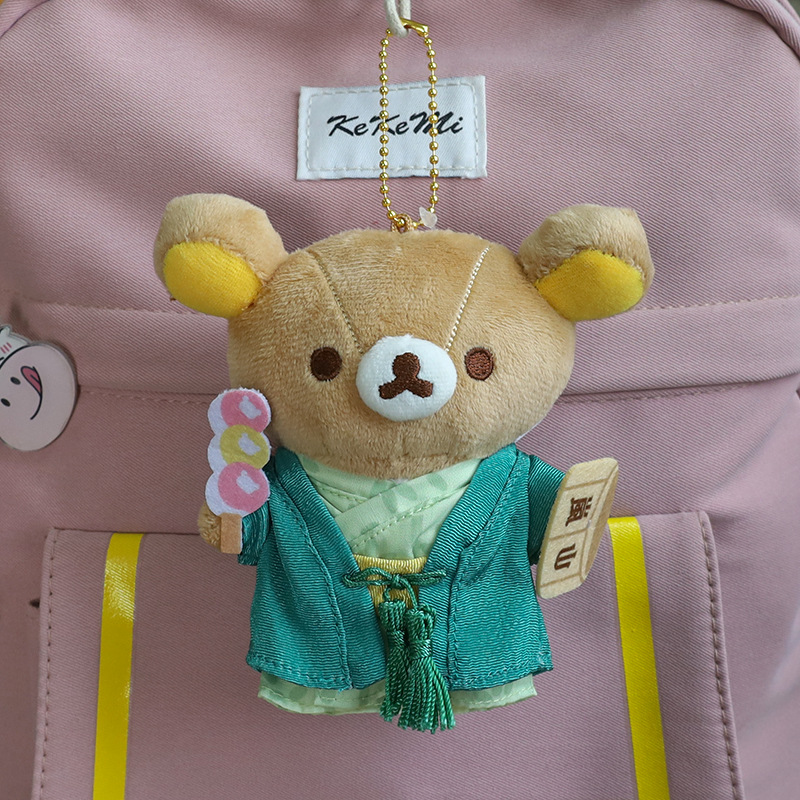 日系リラックマ20周年デパート店長ストラップ人形かわいい熊ミニぬいぐるみリュックサック飾り