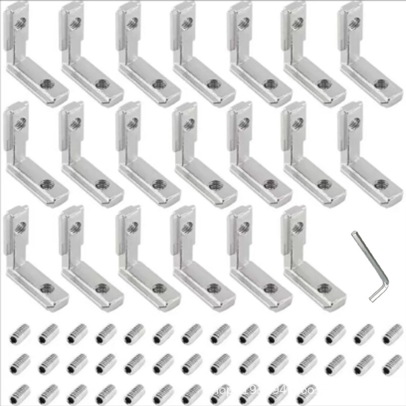 European Standard 202030304040 Angle Groove Connector Aluminum Profile Right Angle Bracket L-Shaped Internal Connector for Export