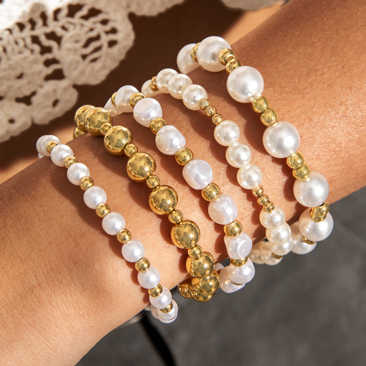 Elegant Multi-layer Pearl Bangle Set For Women Luxury Bracelet_voghion.com