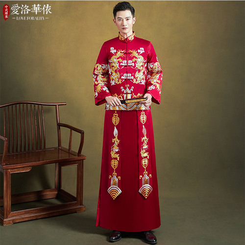 Xiuhe men's chinese wedding dress Chinese groom wedding party toast dress for male Chinese style dragon Tang suit for men