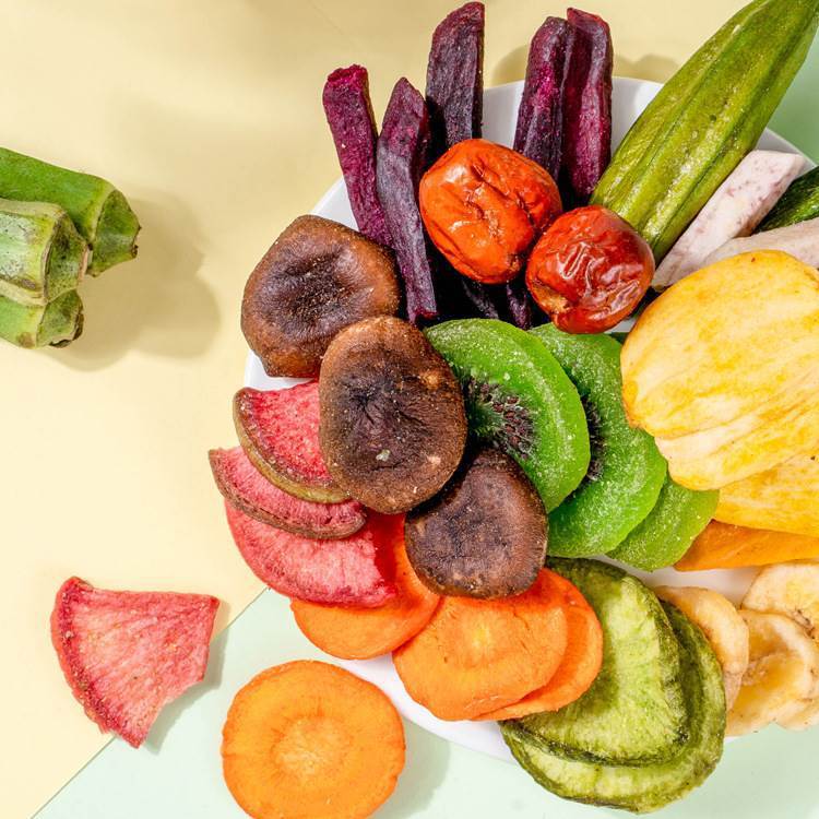 総合果物と野菜のクリスプ、ドライフルーツと野菜の詰め合わせ、オクラ、キノコ、クリスピーマンゴー、バナナチップス、フリーズドライスナック|undefined