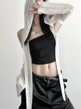 S 71391 Street Fashion Hooded Crop Top ��ɫ��ñ���� ����