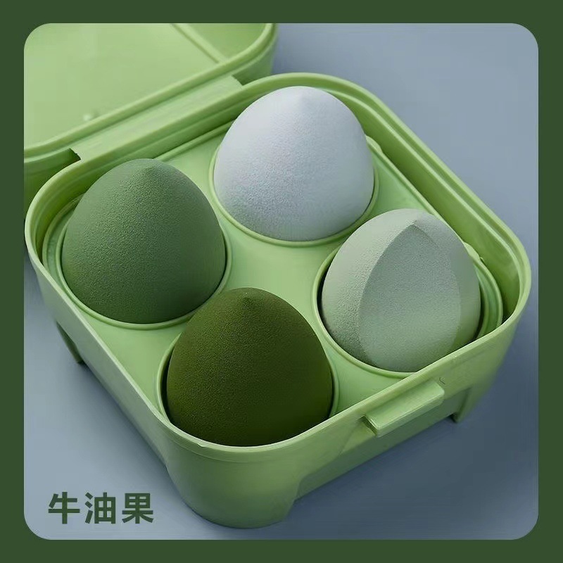 Juego de esponjas de maquillaje, 4 piezas, no absorben polvo, con forma de gota de agua y calabaza, esponjas de maquillaje anguladas, esponja cosmética, esponja tipo cojín.
