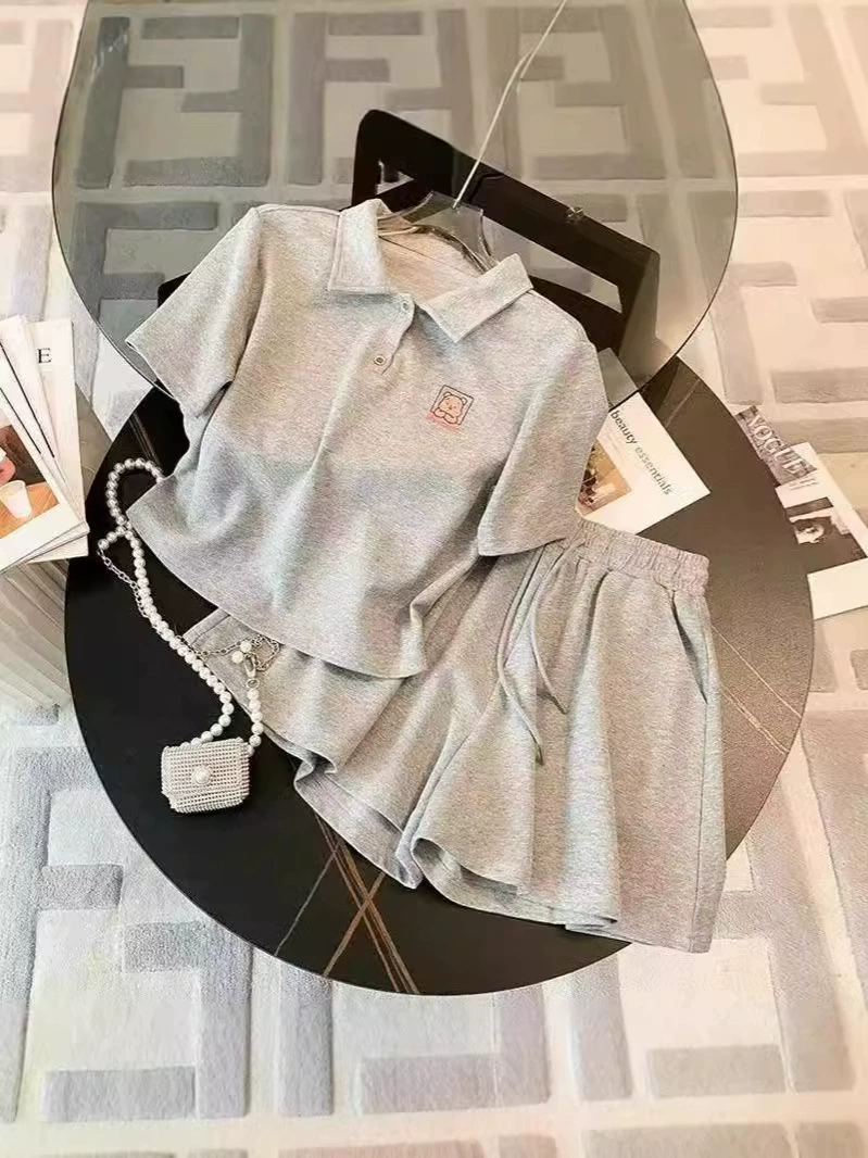 Комплект, Cartoon sports polo, для тинейджеров, с коротким рукавом, западный стиль