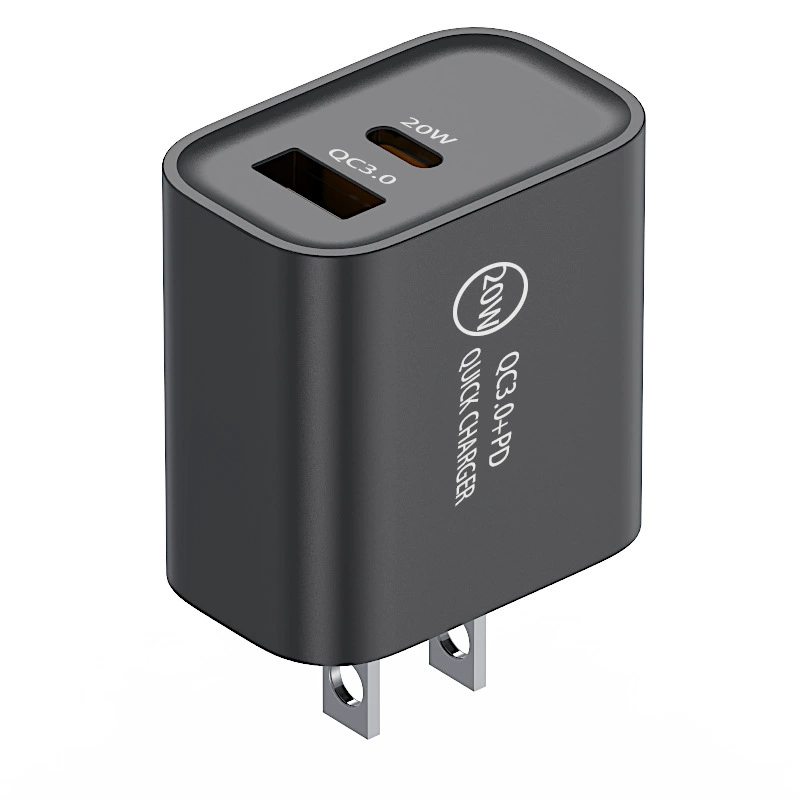 Сертификаты PSE/ETL/SAA A+C dual -port PD20W зарядная головка USB-C, адаптер QC3.0