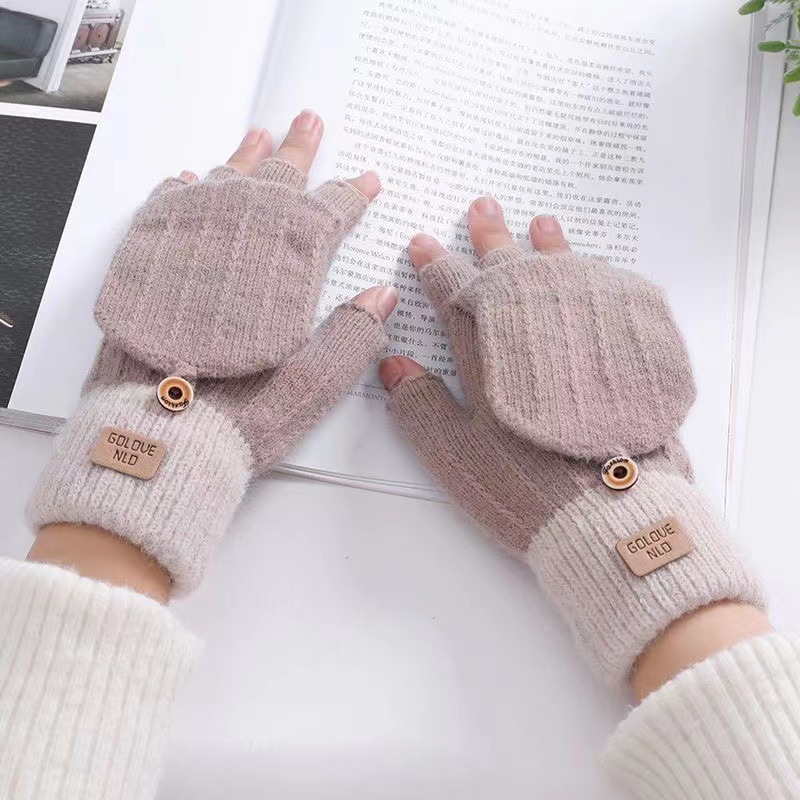 新しい秋冬のカップルのカシミヤの半手袋の手袋は手を温めて保温の手袋のジャカードの手袋を覆います。|undefined