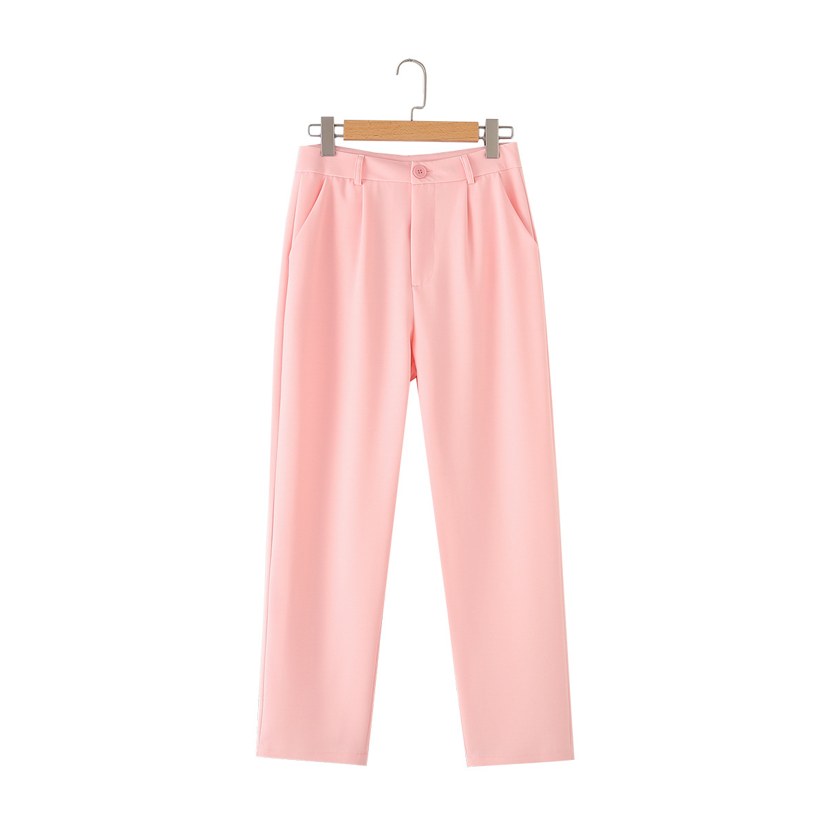 Women's Clothing solid color bow tie cuffs pleated suit jacket casual trousers suit _mkmklike.com