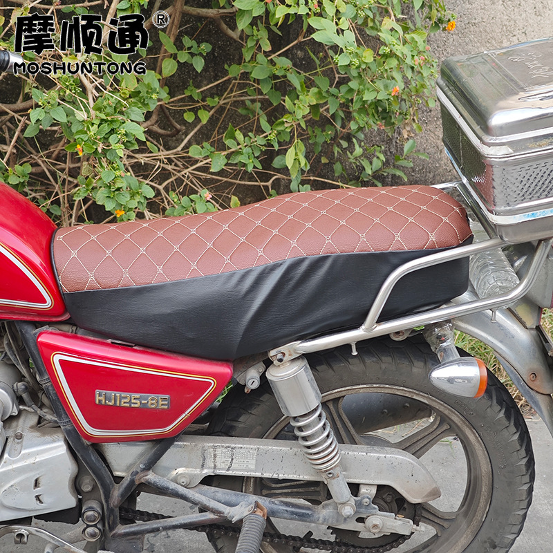 Suitable for Gn125 Haojue Suzuki Prince Motorcycle Seat Cover Hj125 Thickened Leather Embroidered Sponge Seat Cover