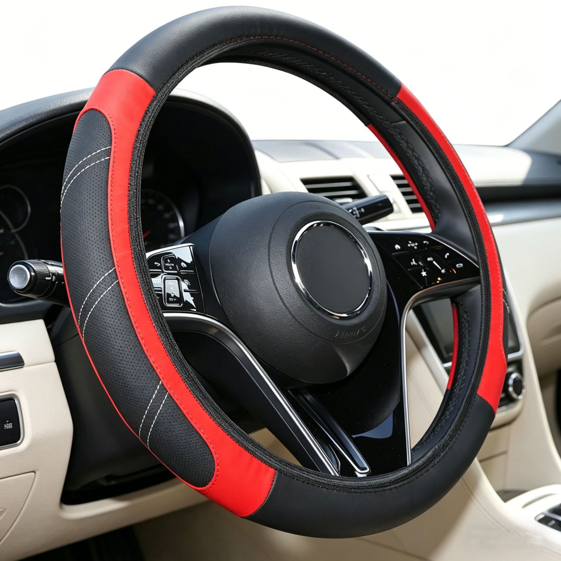 Cross-border universal 15-inch steering wheel cover sports breathable non-slip leather car SUV truck steering wheel cover