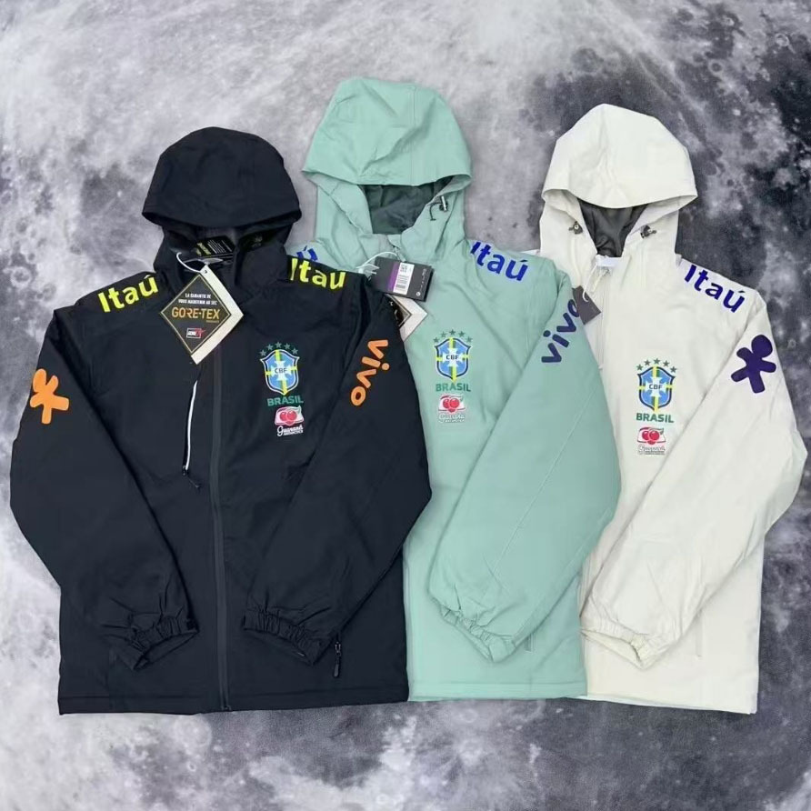 Chaqueta de fútbol brasileña chaqueta acolchada París Barcelona Chelsea gabardina para hombres y mujeres más terciopelo fino