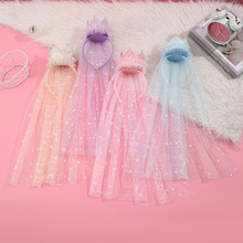 儿童头纱女童公主裙网纱发箍宝宝网红爱莎头纱小女孩花童生日发饰