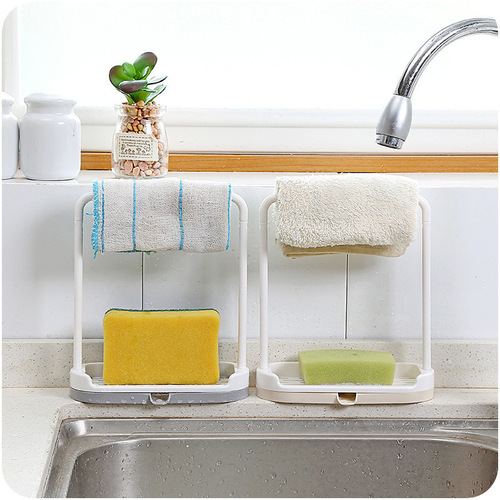 Creative punch-free towel rack desktop drain rack kitchen plastic countertop rag towel storage rack