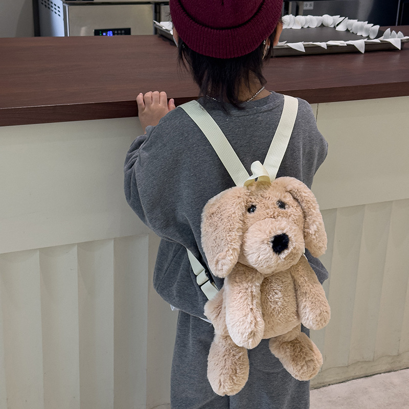 Transfronterizo al por mayor kindergarten niños y niñas mochila lindo regalo muñeca de peluche cachorro mochila niña mochila