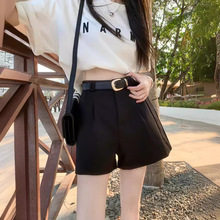时尚韩版设计西装短裤女夏季2024新款高腰垂感显瘦A字阔腿休闲裤
