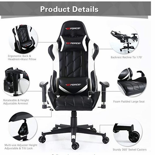Youge e-sports Internet bar juego silla de carreras reclinable deportes carreras juego escritorio PC coche imitación Silla de cuero image 5