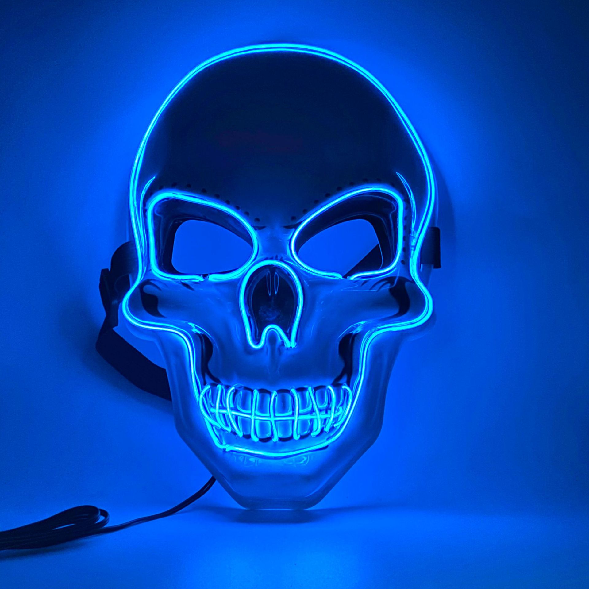 PVC white skull mask led mask Halloween luminous mask EL cold light mask gift luminous mask