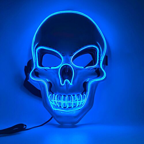 PVC white skull mask led mask Halloween luminous mask EL cold light mask gift luminous mask