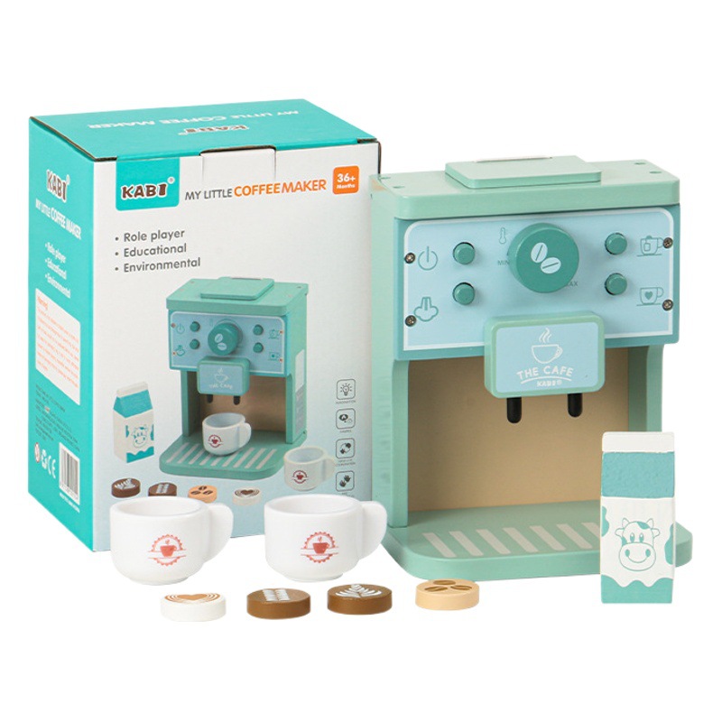 Utensilios de cocina para niños, niños y niñas, cocina, pequeños electrodomésticos, juguetes, simulación de jardín de infantes, juguetes de máquina de café de madera