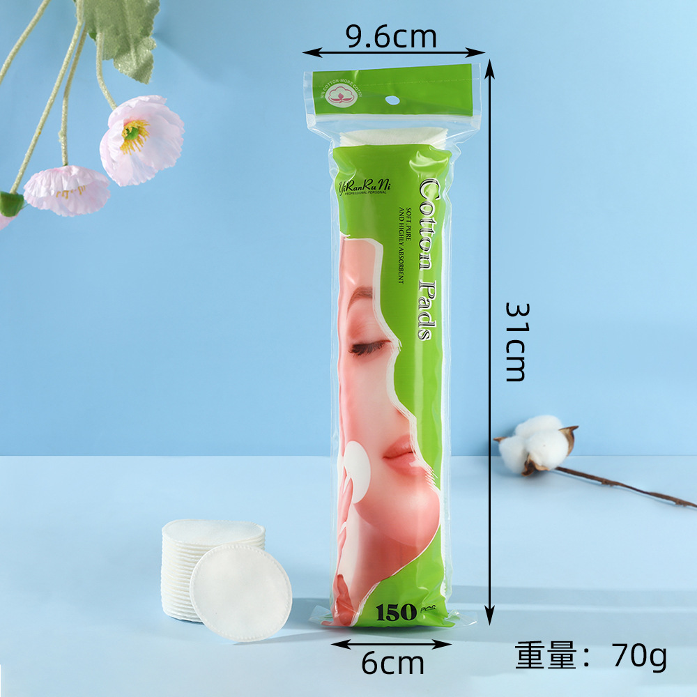 Algodón redondo desechable simple, gran capacidad, 150 piezas, algodón húmedo especial portátil, protector de la piel, no se desprende.