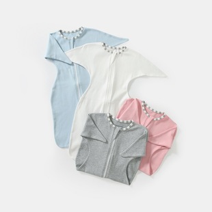 Baby Anti-Scare Sleeping Bag Surrender Spring and Autumn Solid Color Cotton Swaddling Newborn Bag Baby Air Conditioning Sleeping Bag Four Seasons