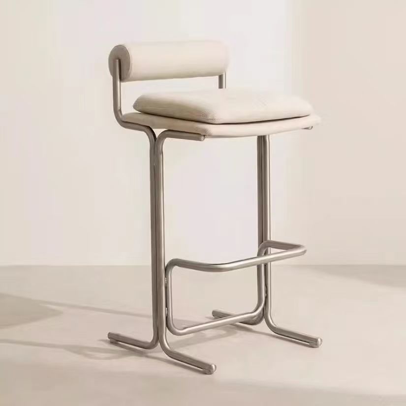 Modern Minimalist Bar Chair Stainless Steel Island Backrest Chair Bar High Stool Front Desk Simple Reception Chair High Stool