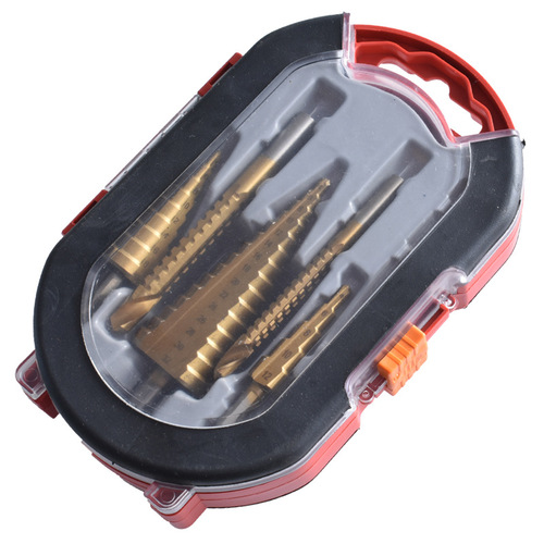 6pcs pagoda drill set hand electric drill drilling tool triangular handle step drill 3 woodworking serrated twist drill bits