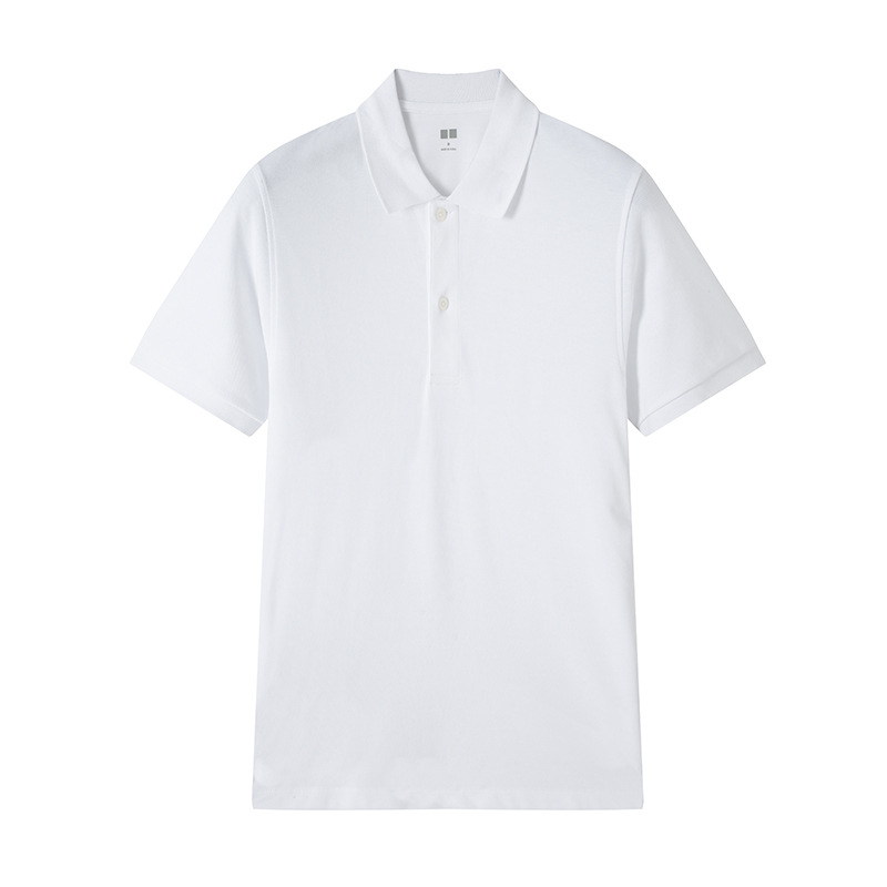 Cuello grande de gama alta dos botones suave cómodo transpirable solapa de color sólido Polo de manga corta de los hombres camiseta casual de negocios