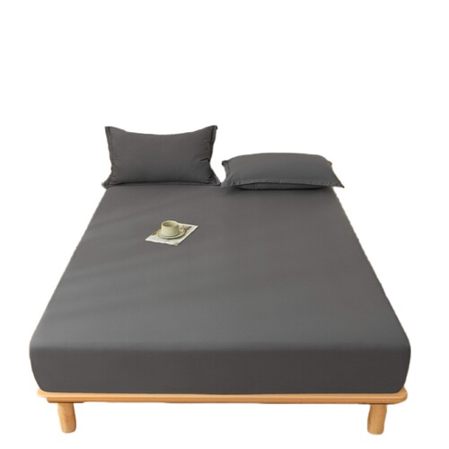 Solid Color Flocked Single Double Bed Sheet Comfortable Skin-Friendly Cotton Single Double Bed Cover Mattress Dustproof Protective Cover Washable Cotton