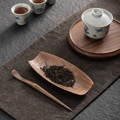 実木レトロ一体無漆茶則二点セット手作り茶荷茶匙セット茶道専用部品