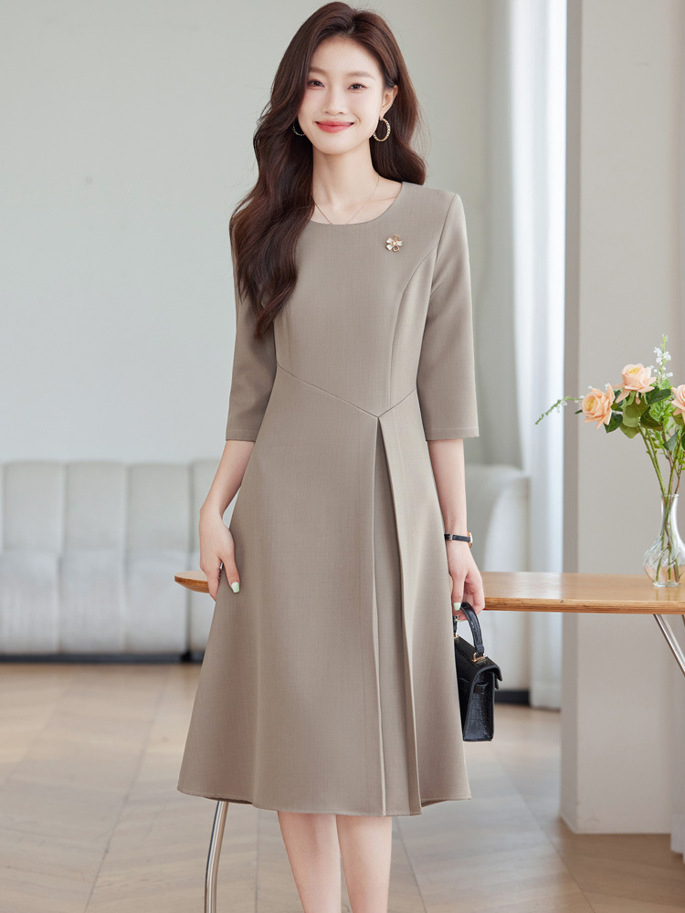 Autumn professional fashionable elegant dress with sleeves
