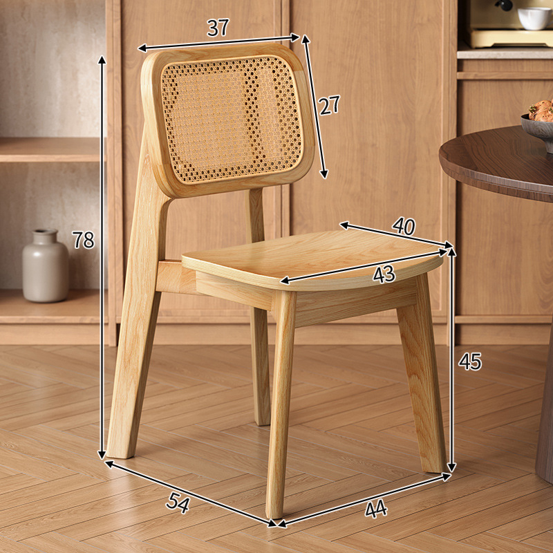 Silla de comedor de ratán medieval para el hogar mesa de té moderna silla de comedor silla de respaldo diseño retro casual madera maciza negra