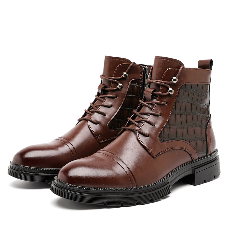 Botas de cuero de hombre de tamaño grande transfronterizo otoño y invierno nuevas botas Martin de moda de hombre estilo británico zapatos de cuero casuales botas retrógradas