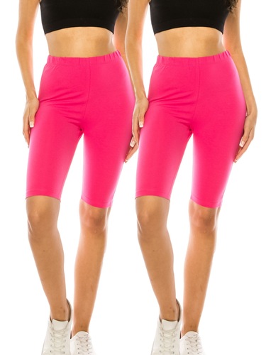 Stretchy Spandex 2-pieces Women's High-Waist Biker Shorts