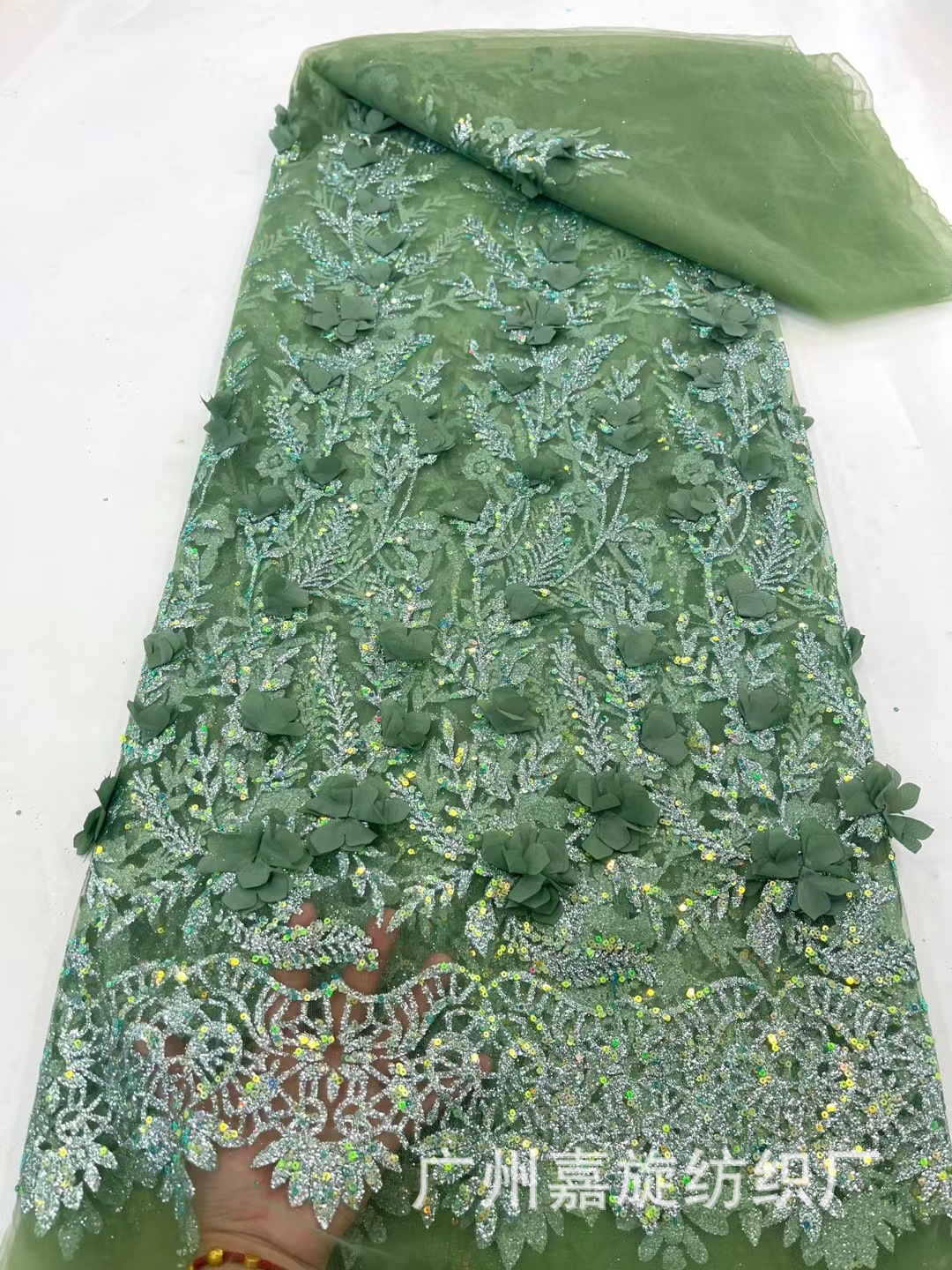 El comercio exterior de moda de ducha tridimensional de oro ropa de tela de encaje Francés 3D tela de encaje JX3726
