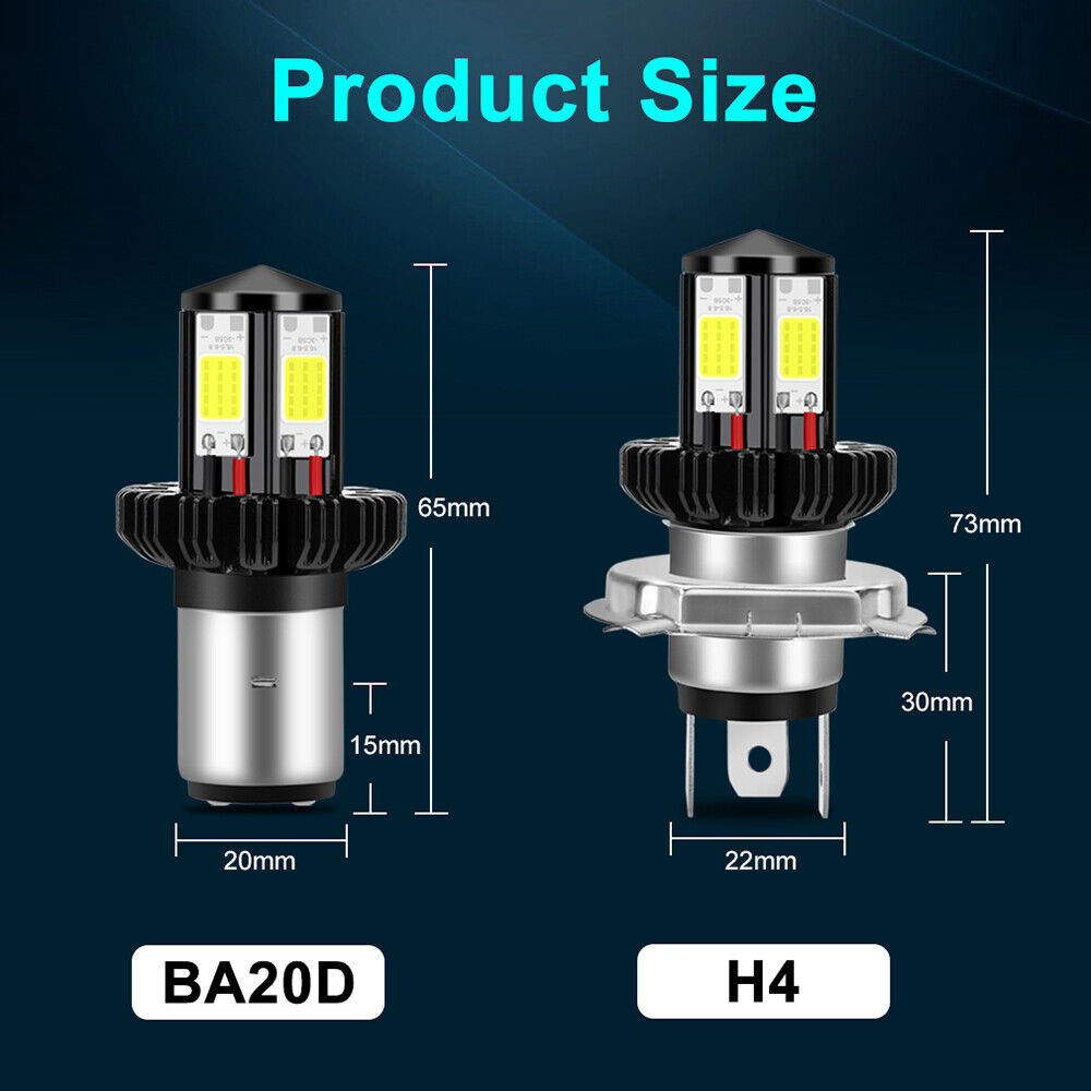 Bombilla de motocicleta de doble garra BA20D faro alto y bajo H4 vehículo eléctrico incorporado superbrillo LED foco luz blanca