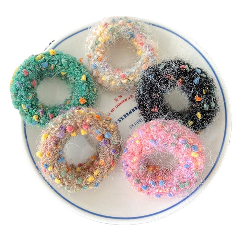 Lana de alta elástica femenina Intestino grande banda de pelo femenino corbata cabeza alta Cola de Caballo bola cabeza cuerda de pelo no duele el pelo banda de goma temperamento cuerda de pelo