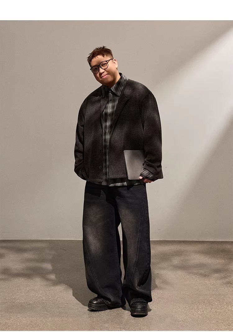Men's Clothing Loose Straight Leg Jeans Scimitar Design Casual Wide Leg Mid Waist Polyester Spring Autumn Fashion_mkmklike.com