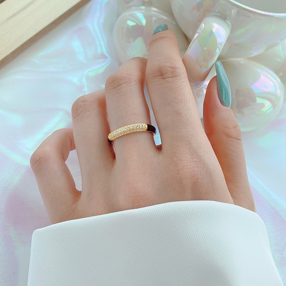 Fashion Geometric Sterling Silver Inlay Zircon Open Ring 1 Piece