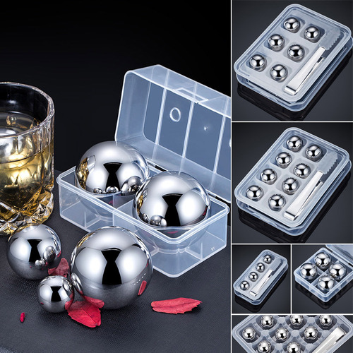 Stainless Steel Ice Spherical Ice Wine Stone 304 Steel Ice Wine Products Metal 55MM Ice Cube Clamp Wholesale