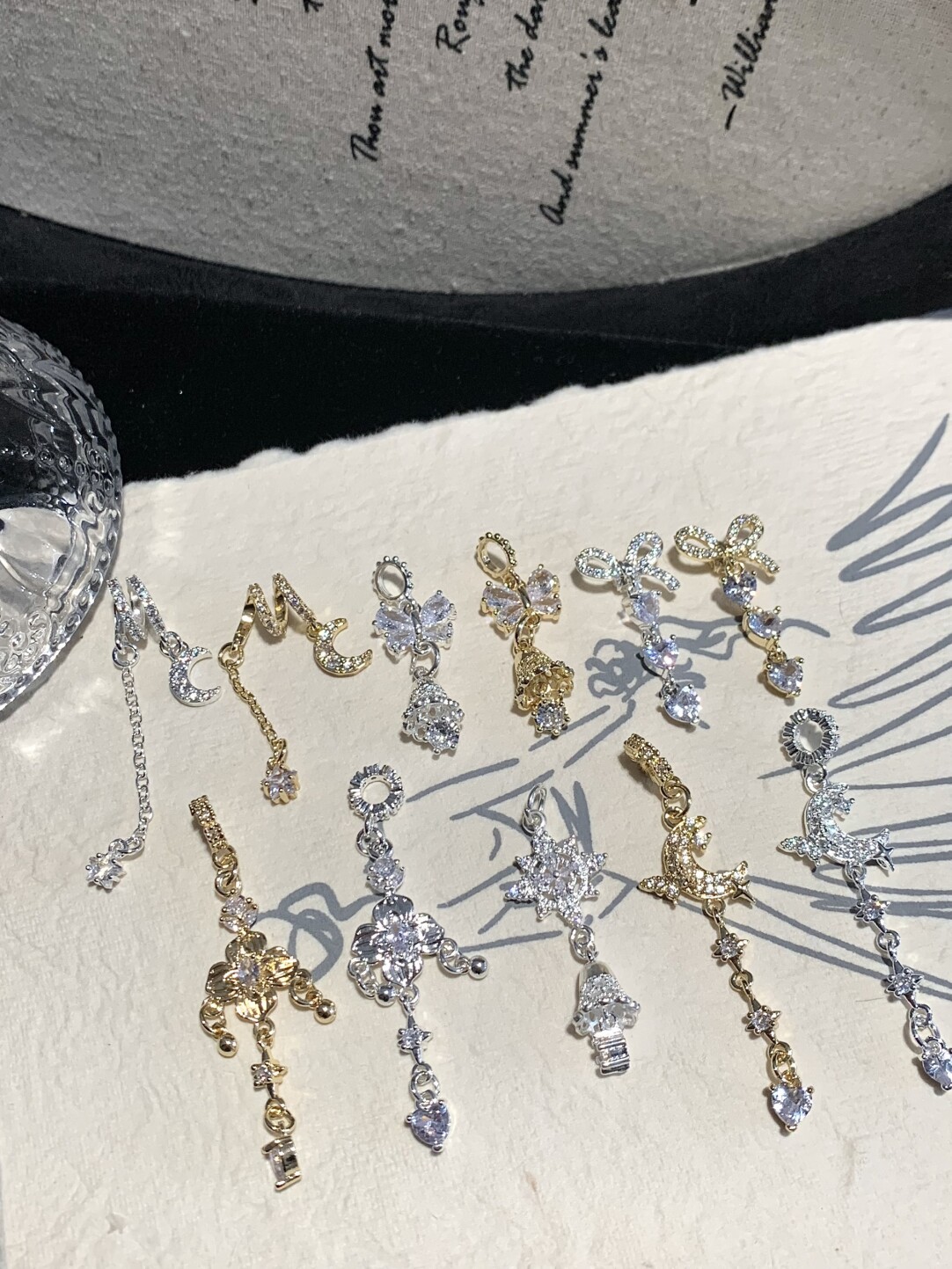 14K Gold-Plated Zircon Butterfly Tassel Spacer Beads Crystal DIY Bracelet Handmade Beaded Accessories Pendant