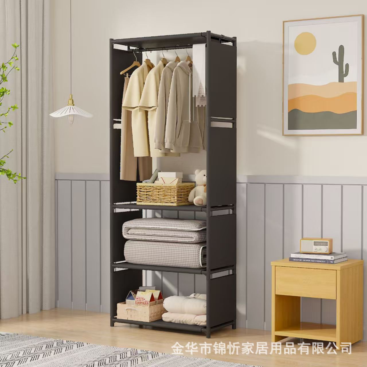 armario simple casero dormitorio piso a prueba de polvo armario de ropa de alquiler almacenaje tubo de acero grueso montaje armario simple